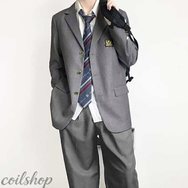 Coil楽天市場店の4点セット 制服 学生服 男子高生 ブレザー スクールジャケット 上下セット 学生 制服 入学式 卒業式 スーツ フォーマル 長袖 スクールシャツ スクールパンツ ネクタイ 男子 高校生 学生 中学 通学 学校 制服 男子高生 学生服 スクール制服 紺 ブラック コスチューム｜アングル2