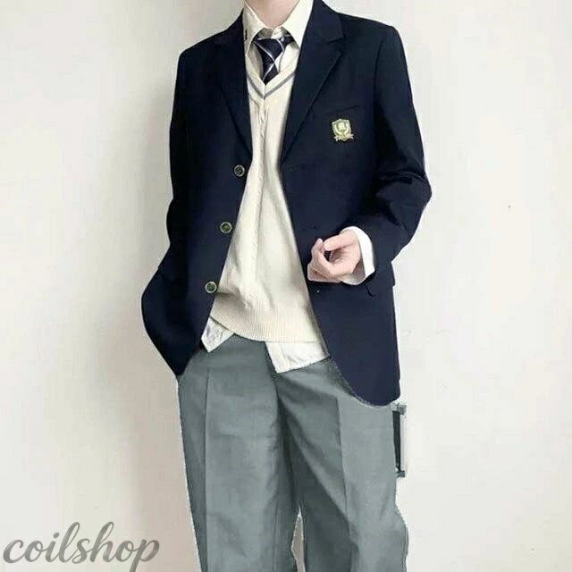 Coil楽天市場店の4点セット 制服 学生服 男子高生 ブレザー スクールジャケット 上下セット 学生 制服 入学式 卒業式 スーツ フォーマル 長袖 スクールシャツ スクールパンツ ネクタイ 男子 高校生 学生 中学 通学 学校 制服 男子高生 学生服 スクール制服 紺 ブラック コスチューム｜アングル3