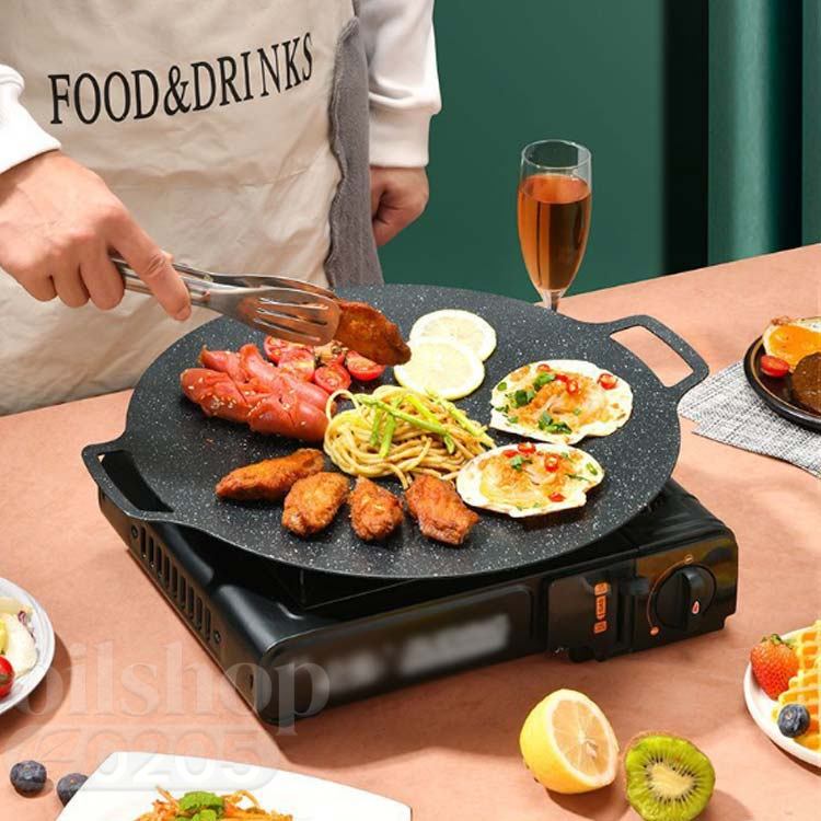 送料無料 ラウンド 直火/ガス/IH対応 軽量 グリルパン グリルプレート フライパン ...