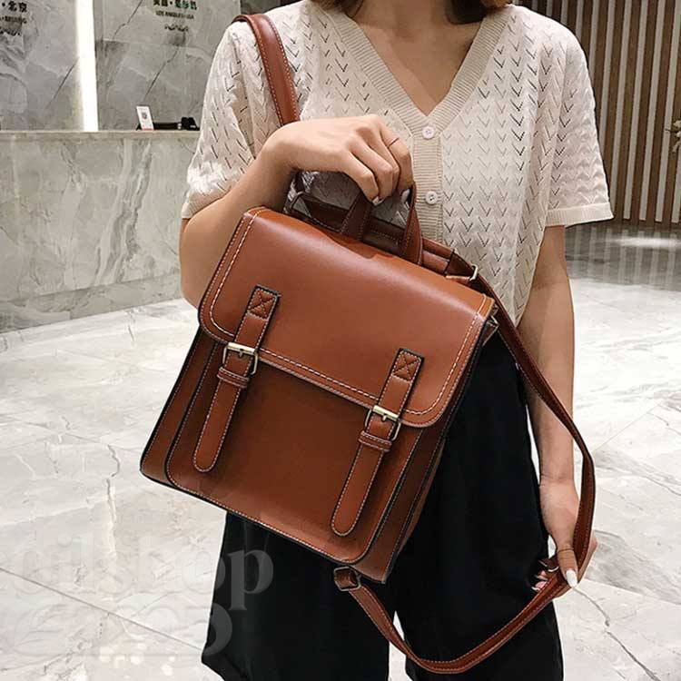 リュックサック レトロ 2way 斜め掛けバッグ ショルダーバッグ 革 鞄 マグネット開閉 入学 ジュニア レディース メンズ 男女兼用 A4 大容量 おしゃれ 通勤 通学 大人 お出掛け 便利 coilshop0205-10005192 Coil楽天市場店 サンプル画像3