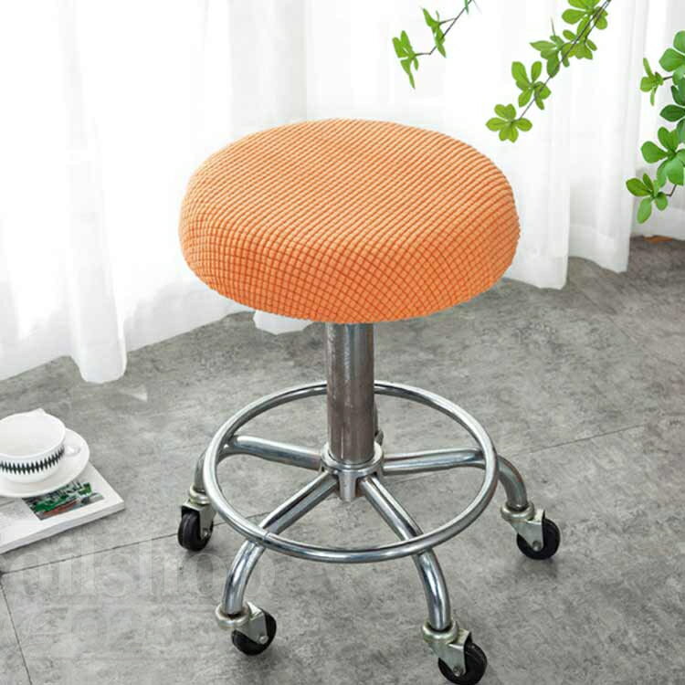 丸椅子用カバー 直径35cm 対応 2点セット ワークチェア スツール カウンターチェア バーチェア 回転椅子 座面用 美容院 チェアカバー ニット生地 ズレにくい 座面カバー シートカバー ストレッチ 無地 イスカバー お店 丸イス エステスツール 洗濯可 送料無料 [2]