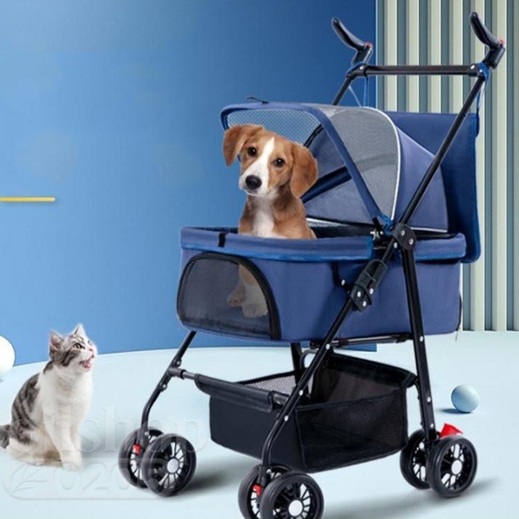 ペットカート 折りたたみ ペットキャリーカート 犬 折り畳み犬用カート 散歩 耐荷重20kg カート 小型犬 中型犬 ペットバギー ドッグカート 4輪 360°回転 ストッパー付き ポーチ付き 犬介護用カート ペット用 折りたたみ 対面式 お出かけ 散歩用 通気性抜群