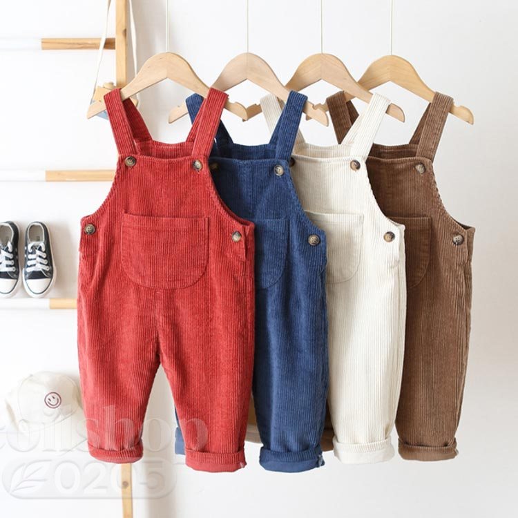 ベビー服 オーバーオール 女の子 子供服 幼稚園 サロペット キッズ 男の子 オールインワン 無地 長ズボン 可愛い 秋冬 シンプル 通学 通園 コーデュロイ
