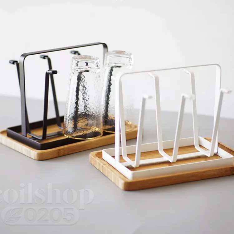 不銹鋼製品 - グラススタンド6個掛け ブラック 食器収納 グラスラック 水切りマット付き グラスホルダー ホワイト コップホルダー 卓上スタンド コップスタンド グラス収納 コップ収納 グラススタンド