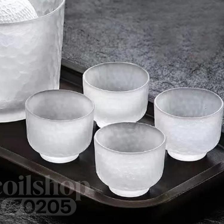 おちょこ 徳利 セット 6点セット ガラス 半透明 酒器セット 酒燗器 熱燗器 お猪口 ぐい呑み とっくり 熱燗 冷酒器 おしゃれ 高級感 酒器 日本酒 和酒 焼酎 冷酒 燗酒 温め 温め器 保温 保冷 誕生日 プレゼント ギフト 父の日 敬老の日 【送無】