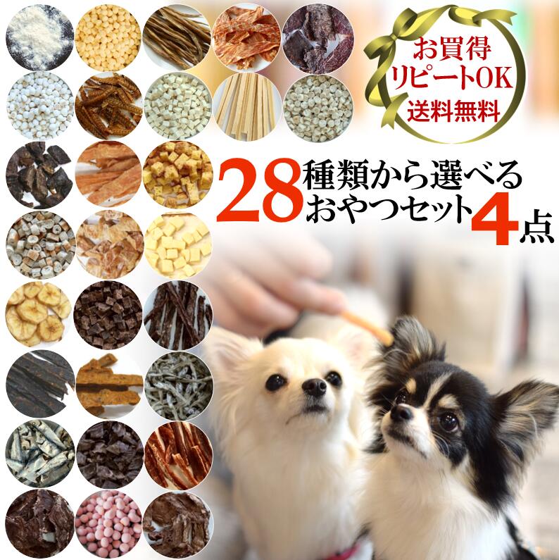 楽天CoKo犬と猫のご飯やさん【レビュー特典】犬 おやつ 小分け おやつセット 無添加 国産 低脂肪 28種類から選べる4種！お試し プレゼント オーストラリア産 鹿肉 鮭 ささみ チーズ 鶏 ささみ 馬肉 犬用 ドッグフード ペット パピー シニア 子犬 成犬 老犬 小型犬 大型犬