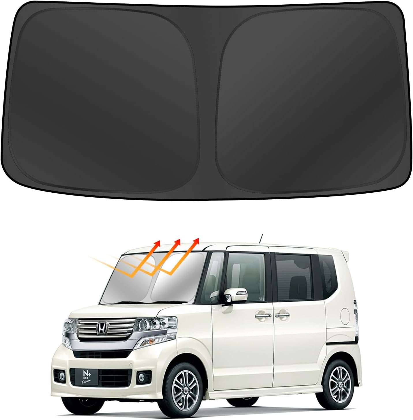 車用サンシェード N-BOX JF3/4 車 サンシェード フロント HONDA 折り畳み式 日よけ ホンダ車用品 ハイエース 遮光フロントシェード本田jf3/4 高密度生地 カーサンシェード 遮光&UVカット コンパクト収納 収納袋付 車中泊/仮眠/プライバシー保護用
