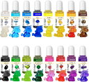 ランキング受賞! レジン液 着色剤 UVレジン用染料 高濃度 透明色-16色*10ml 高発色 エポキシ樹脂着色剤 16カラー 少量で濃く美しい発色 初心者 子供 女の子 人気 工作 手芸用