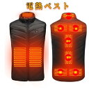 電熱ベスト 加熱ベスト ヒートジャケット 超軽量 独立温度設定 4つ 9つ加熱エリア ヒーターベスト 3段階温度調整 電熱ジャケット 防寒服 発熱ベスト USB給電式 スリムタイプ 軽量 洗濯可能 男女兼用