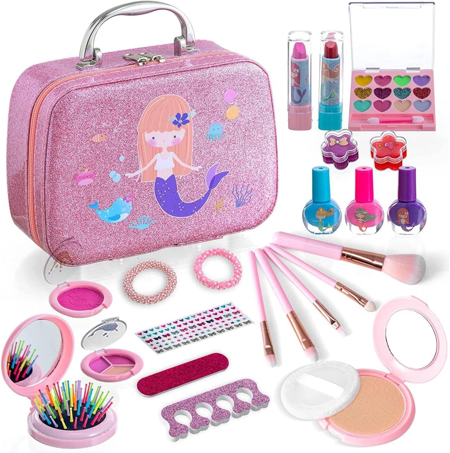 子供メイクセット メイクボックス子供 キズコスメ お化粧セット 子供 子供用化粧品のおもちゃ 子供メイク 女の子おもちゃ プリキュア アクアビーズ プリンセスおもちゃ 子供ネイルセット キッズコスメセット ミラー付き