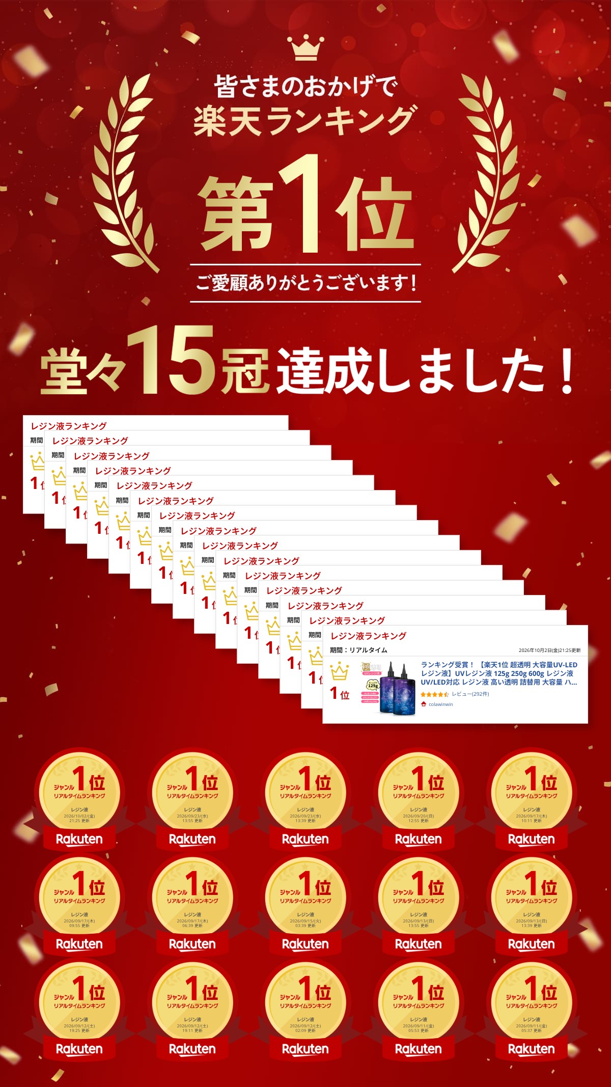ランキング受賞！ 【楽天1位 超透明 大容量UV-LEDレジン液】UVレジン液 125g 250g ...