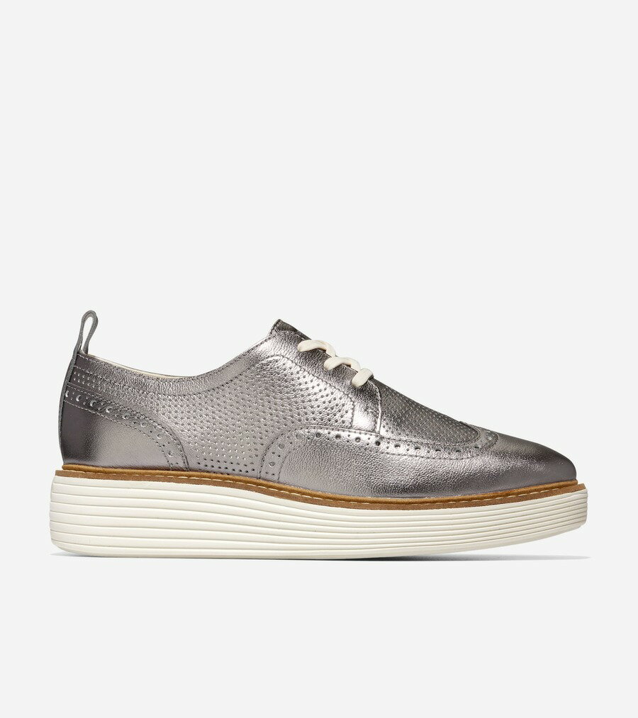 【マラソン最大46倍】コールハーン Colehaan オリジナルグランド プラットフォーム ウィングチップ オックスフォード womens W29762 ピューター メタリック