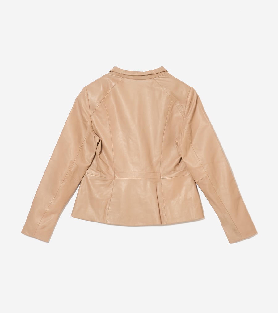 コールハーン Colehaan アウトレット ウィメンズ アウトレット アパレル モウルデッドカラーアシンメトリックレザージャケット womens. T10559 アーモンド
