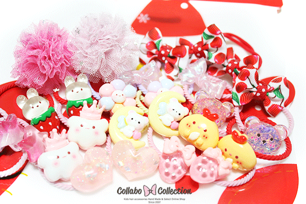 スーパーSALEポイント10倍★12/8デザインリニューアル◎NEW DESIGN★クリスマス袋入り●大人気！選べる両端リボンヘアゴム◎23点入り◎メール便送料無料★1,100円ポッキリ★ヘアアクセサリー 子供 キッズ 髪飾り 保育園 幼稚園セット パーツ