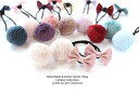 【両端】2本セットヘアゴム◎シンプルminiボア玉&上質1段リボンデザインキッズ 子供 ヘアアクセサリー 髪留め 髪飾り保育園 幼稚園 ボア フォーマル シンプ...