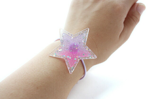 ワンポイントヘアゴム◎ラメ＆ホログラム入り◎2色グラデーションBIGお星様パーツデザインヘアゴム キッズ 子供 髪飾り パーツ 可愛い ヘアアクセサリー幼稚園 小学校 保育園 星 スター