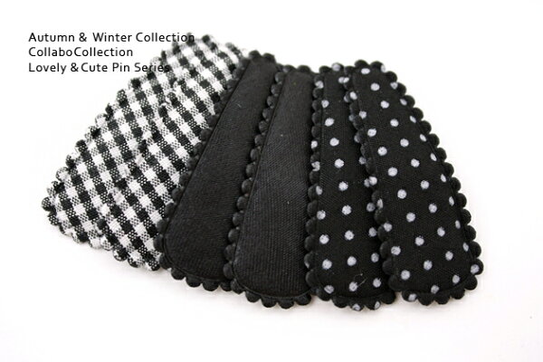 collabo collectionの6本セット◎ブラックminiドット&無地サテン&チェックパッチンピン4.5cmキッズ 子供 ヘアゴム ヘアアクセサリー 髪飾り 髪留め幼稚園 小学校 パッチンピン フォーマル シンプル デイリー|詳細画像