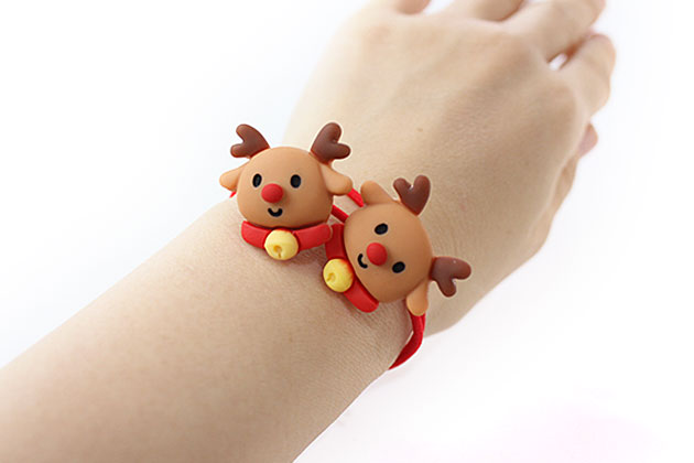 ★X'mas SALE★2本セットヘアゴム◎フェイストナカイさんパーツデザインヘアゴム キッズ 子供 ヘアアクセサリー 髪飾り 髪留め保育園 幼稚園 パーツ クリスマス トナカイ サンタ