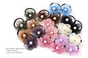 ★PRICE DOWN★2本セットなみなみシンプルヘアゴム◎無地チュール生地◎お花型パール付きデザインヘアゴム キッズ 子供 ヘアアクセサリー 春夏 可愛い 髪...