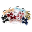 2本セットなみなみシンプルヘアゴム◎12mm幅オーガンジー◎2段重ねツイストりぼんデザインキッズ ヘアゴム ヘアアクセサリー 子供 髪飾り髪留め りぼん フォー...