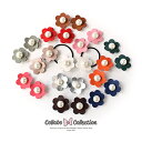 ★秋冬新作★フェルト付き2本セットヘアゴム◎合皮シンプル2枚重ねお花型◎フェイクパール付きデザインキッズ ヘアゴム ヘアアクセサリー 子供 髪飾り髪留め りぼん...