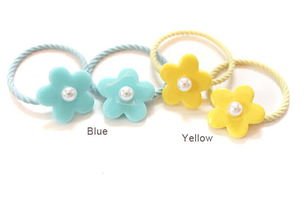 【mini 2本入り】パール付きシンプルお花パーツヘアゴム キッズ 子供 パーツ 可愛...