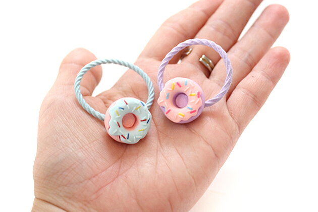 【mini 2本入り】パステルドーナツパーツデザインヘアゴム キッズ 子供 パーツ 可...