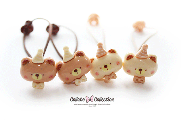 【 2本入り】三角帽子のくまちゃんパーツヘアゴム キッズ 子供 パーツ 可愛い ヘアアクセサリーヘアアレンジ 幼稚園 小学校 保育園 毎日 プール うさぎ いちご