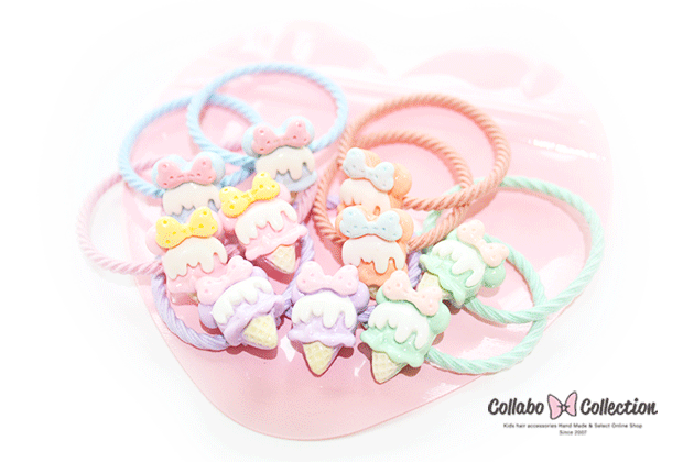 SALE298円ポッキリ★◎10本入り合計5セット◎リボン付きアイスクリームマウスminiminiパーツセットヘアア..