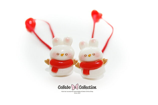 【2本入り】うさぎ雪だるまパーツキッズ 子供 ヘアアクセサリー 髪留め 髪飾り ヘアゴム幼稚園 保育園 ..
