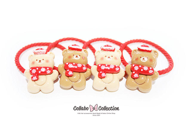 【mini2本入り】つるっと帽子くまちゃんパーツキッズ 子供 ヘアアクセサリー 髪留め 髪飾り ヘアゴム幼稚園 保育園 パーツ クリスマス