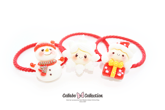 【mini2本入り】にっこり◎クリスマスパーツキッズ 子供 ヘアアクセサリー 髪留め 髪飾り ヘアゴム幼稚園 保育園 パーツ クリスマス