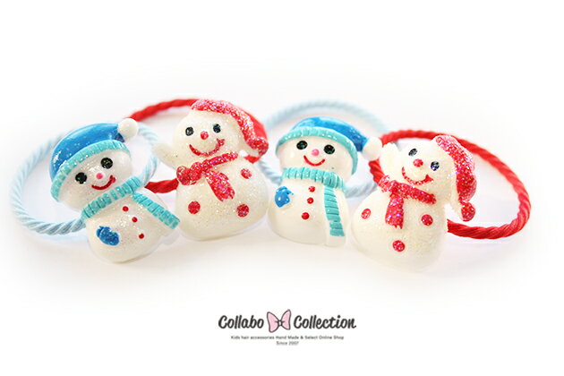 【mini2本入り】ラメきらきら雪だるまパーツデザインキッズ 子供 ヘアアクセサリー 髪留め 髪飾り ヘア..