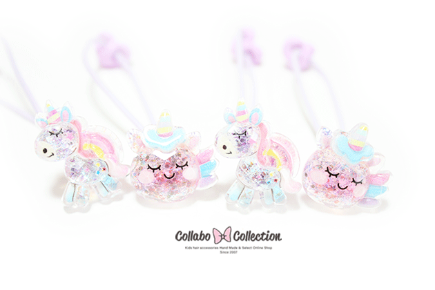 NEW!!【 2本入り】MIXクリスタル風ラメ入りユニコーンパーツヘアゴム キッズ 子供 パーツ 可愛い ヘアアクセサリーヘアアレンジ 幼稚園 小学校 保育園 毎日 プール うさぎ いちご