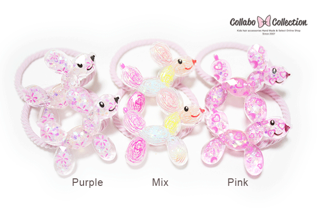 NEW!!【mini 2本入り】クリアラメ入りプードルパーツヘアゴム キッズ 子供 ヘアアクセサリー 髪飾り 髪留め保育園 幼稚園 小学校 ユニコーン ヘアアレンジ シンプルゴムパーツ プール 2