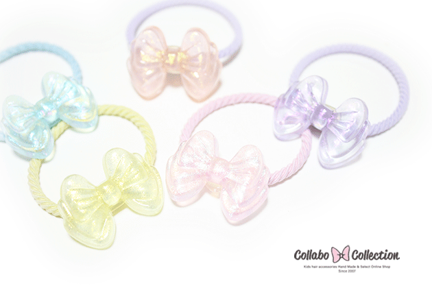 乐天商城 - NEW!!【mini 2本入り】パスエル☆オーロラ足付きりぼんパーツヘアゴム キッズ 子供 パーツ 可愛い ヘアアクセサリー髪留め 髪飾り 幼稚園 小学校 保育園 秋冬 お洒落 りぼん