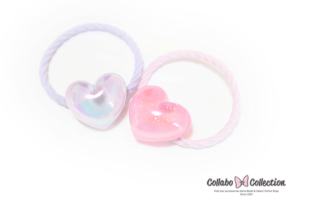 ★新色追加★NEW!!【mini 2本入り】ラメ＆オーロラ♡miniハートヘアゴム キッズ 子供 ...