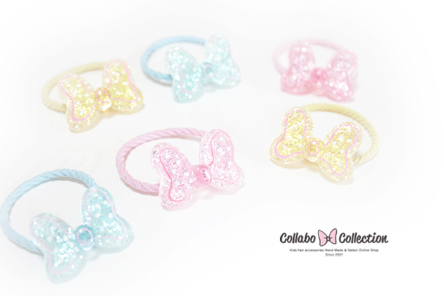 乐天商城 - NEW!!【mini 2本入り】ピンクライン◎ビックキラキラ◎ラメ水玉りぼんヘアゴム キッズ 子供 パーツ 可愛い ヘアアクセサリー髪留め 髪飾り 幼稚園 小学校 保育園 お洒落 りぼん