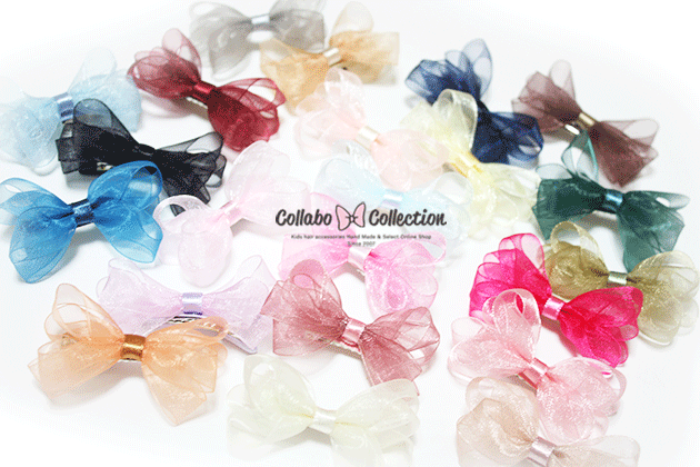 Hair Rubber Band - NEW!!新登場★ワンポイント【1本入り】miniクリップ◎オーガンジ2段ツイストりぼんデザインキッズ ヘアゴム ヘアアクセサリー 子供 髪飾り髪留め フォーマル 入園式 入学式 卒園式 卒業式