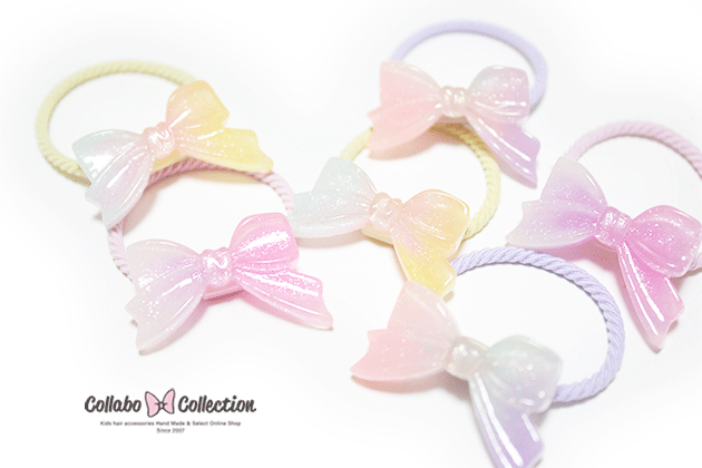 乐天商城 - NEW!!【mini 2本入り】マーブル☆グラデーション結び風りぼんヘアゴム キッズ 子供 パーツ 可愛い ヘアアクセサリー髪留め 髪飾り 幼稚園 小学校 保育園 お洒落 りぼん