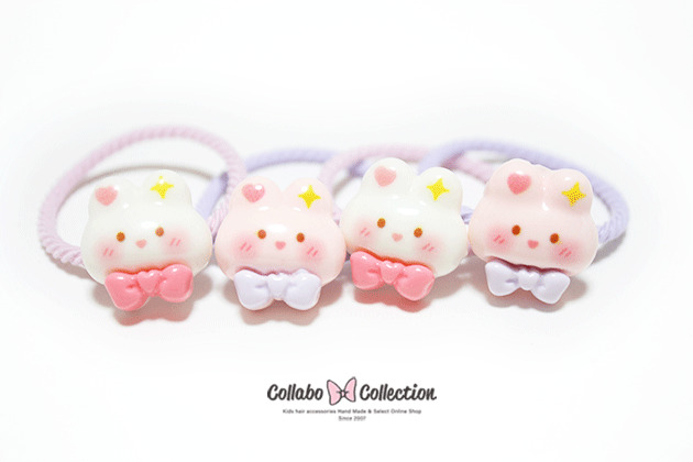 樂天商城 - NEW!!【mini 2本入り】蝶ネクタイ付けた★ラビットフェイスデザインパーツヘアゴム キッズ ユニコーン 子供 ヘアアクセサリー髪留め 髪飾り 幼稚園 保育園 パーツ プール