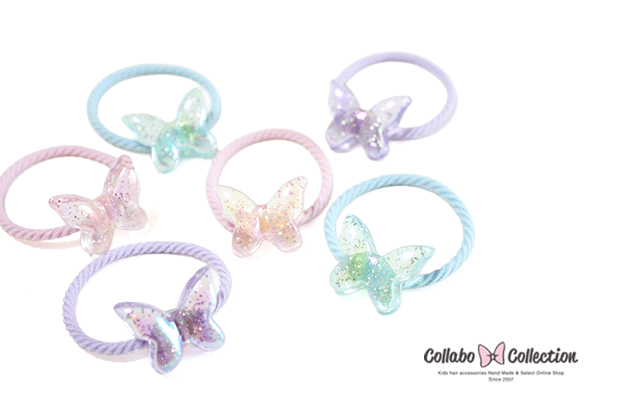 樂天商城 - NEW!!【mini 2本入り】クリアラメ★バタフライデザインヘアゴム キッズ ユニコーン 子供 ヘアアクセサリー髪留め 髪飾り 幼稚園 保育園 パーツ プール
