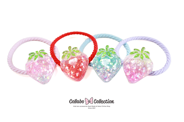 乐天商城 - NEW!!【mini 2本入り】ミニグラデーション★ラメ入り★イチゴデザインヘアゴム キッズ 子供 パーツ 可愛い ヘアアクセサリー髪留め 髪飾り 幼稚園 小学校 保育園 秋冬 お洒落 クレープ