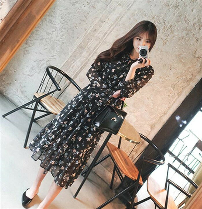 ワンピース　長袖　花柄　ボヘミアン　ロングワンピース　マキシワンピース　シフォンワンピース　リネン夏ワンピ　 春服　ワンピース マキシ ロング 　大きいサイズ マキシ丈
