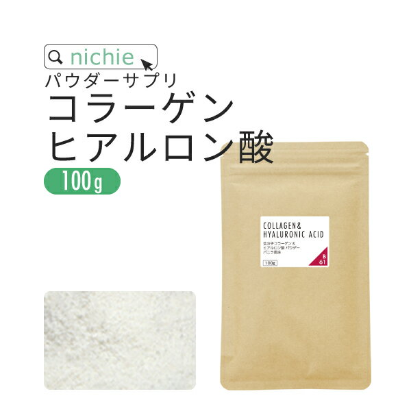 コラーゲン ヒアルロン酸 粉末 サプリ 100g コラーゲンペプチド プラセンタ エラスチン コエンザイムQ10 をブレンドした 美容 コラーゲンパウダー サプリメント B61 nichie ニチエー