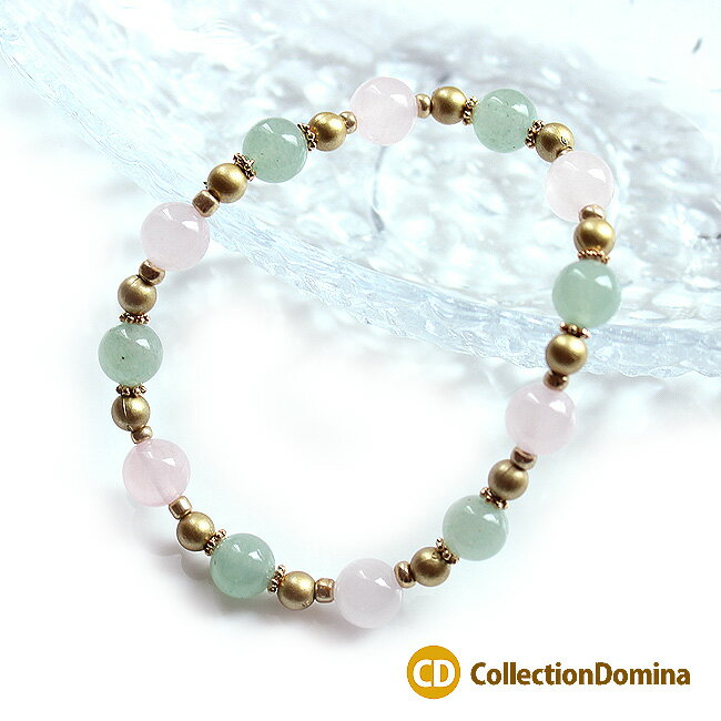 天然石 8mm ビーズ ブレスレット レディース アクセサリー 大人 カジュアル 桃 緑 ピンク グリーン ゴールド ハンドメイド フリーサイズ シリコンゴム ...