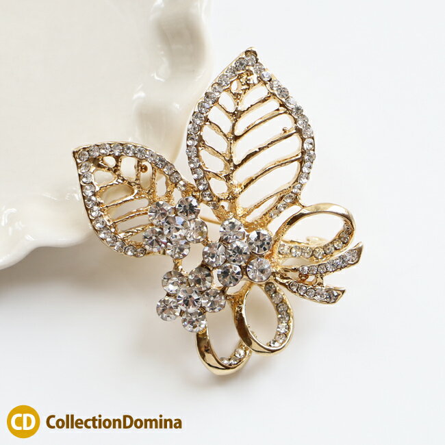 Rakuten - ピンブローチ ブローチ ラインストーン フラワー 花 ブーケ 花束 ゴールド 金色 レディース アクセサリー 雑貨 小物 キラキラ kh