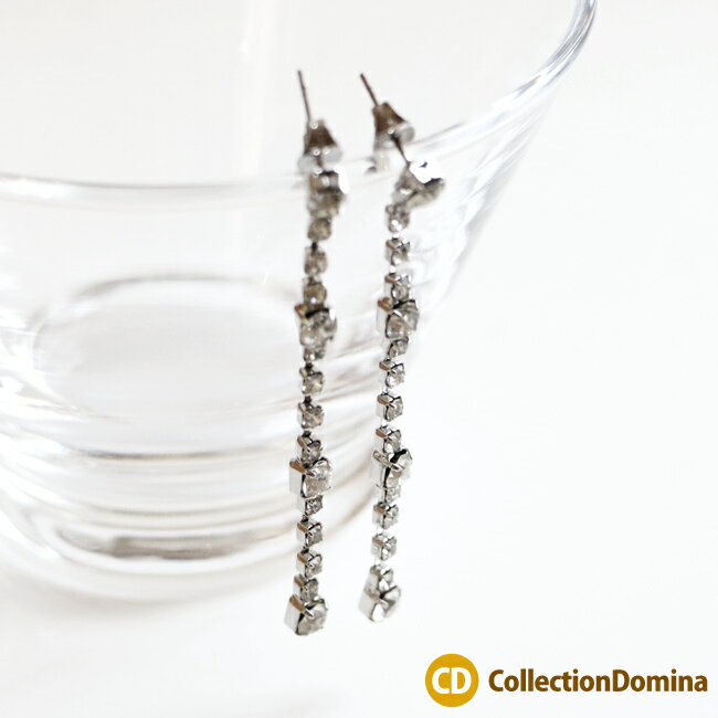 プチプラ ピアス スタッドピアス チタンポスト ロングピアス ラインストーン ダイヤレーン シルバー 銀色 レディース アクセサリー