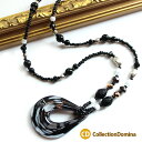 ヴェネチアンガラス風 ロング ガラス ベネチアンガラス風 ビーズ ガラスビーズ 大ぶり ネックレス 雫 しずく ドロップ レディース ガラスペンダント シルバー...