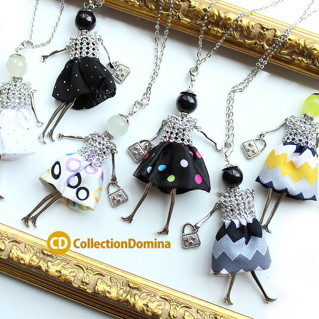 ヒューマン ウーマン モチーフ ロング ドール ネックレス アクセサリー ロングネックレス シルバー マルチカラー アジャスター付のサムネイル